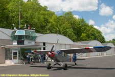 hangars and bush plane